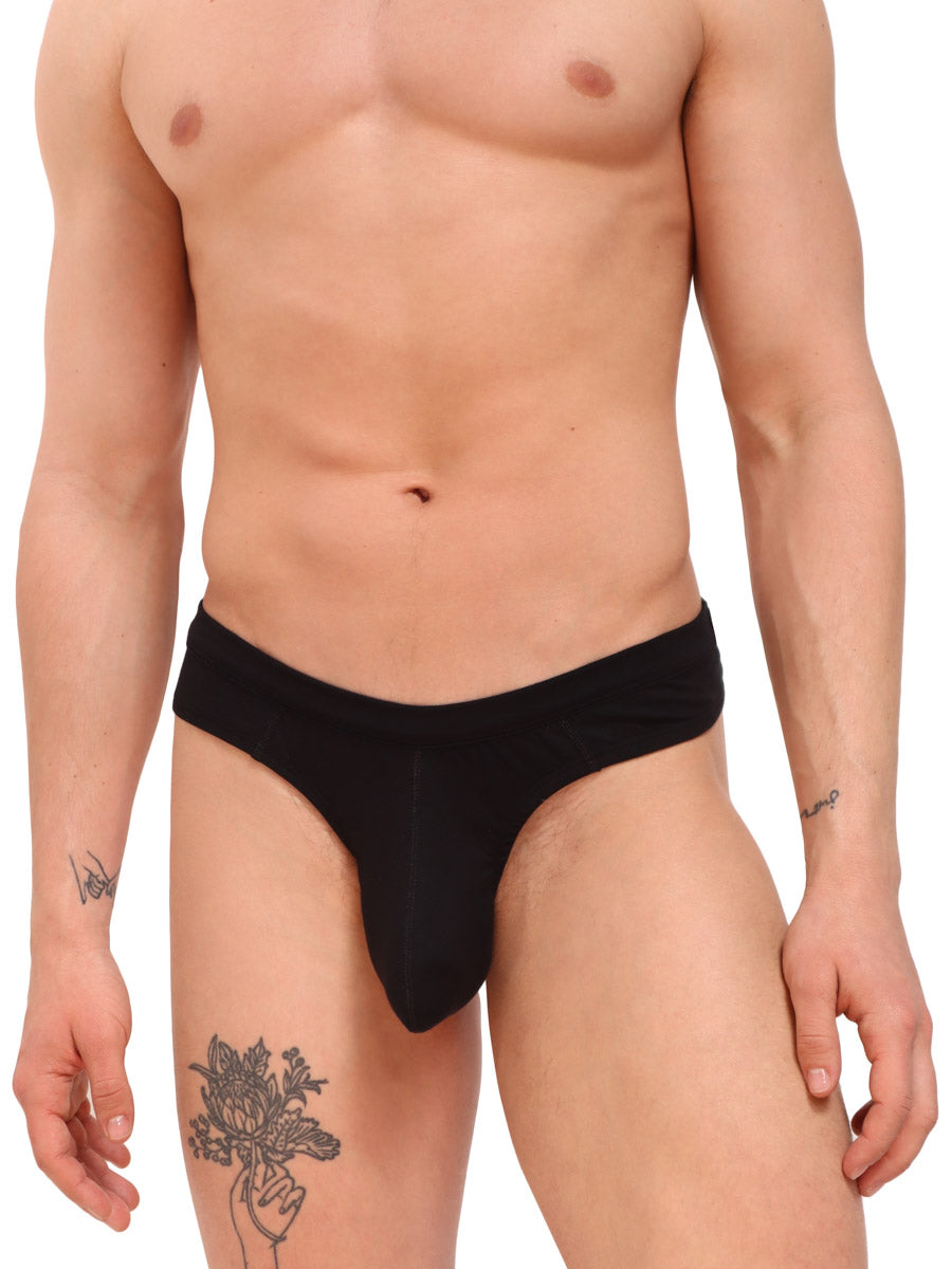 men's black cotton thong - Body Aware