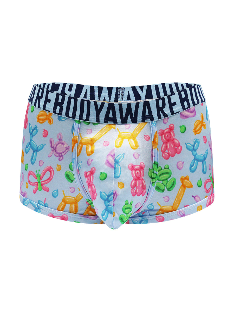 Men's satin boxers with a colorful balloon animal print