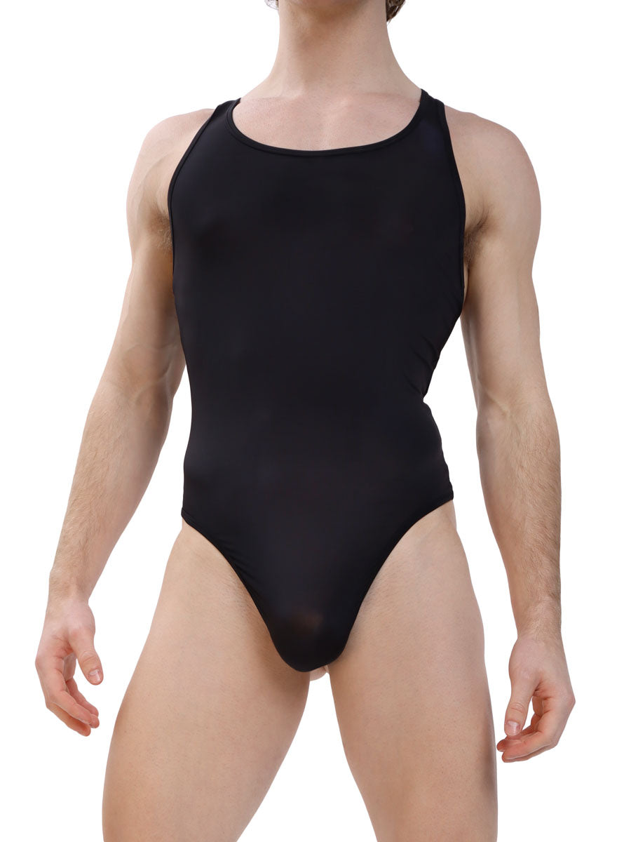 Men's Black Nylon Thong Bodysuit - Bodysuits For Men - Body Aware UK