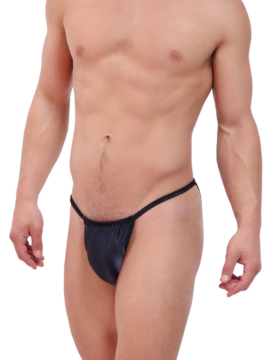 men's navy blue silk tanga - Body Aware
