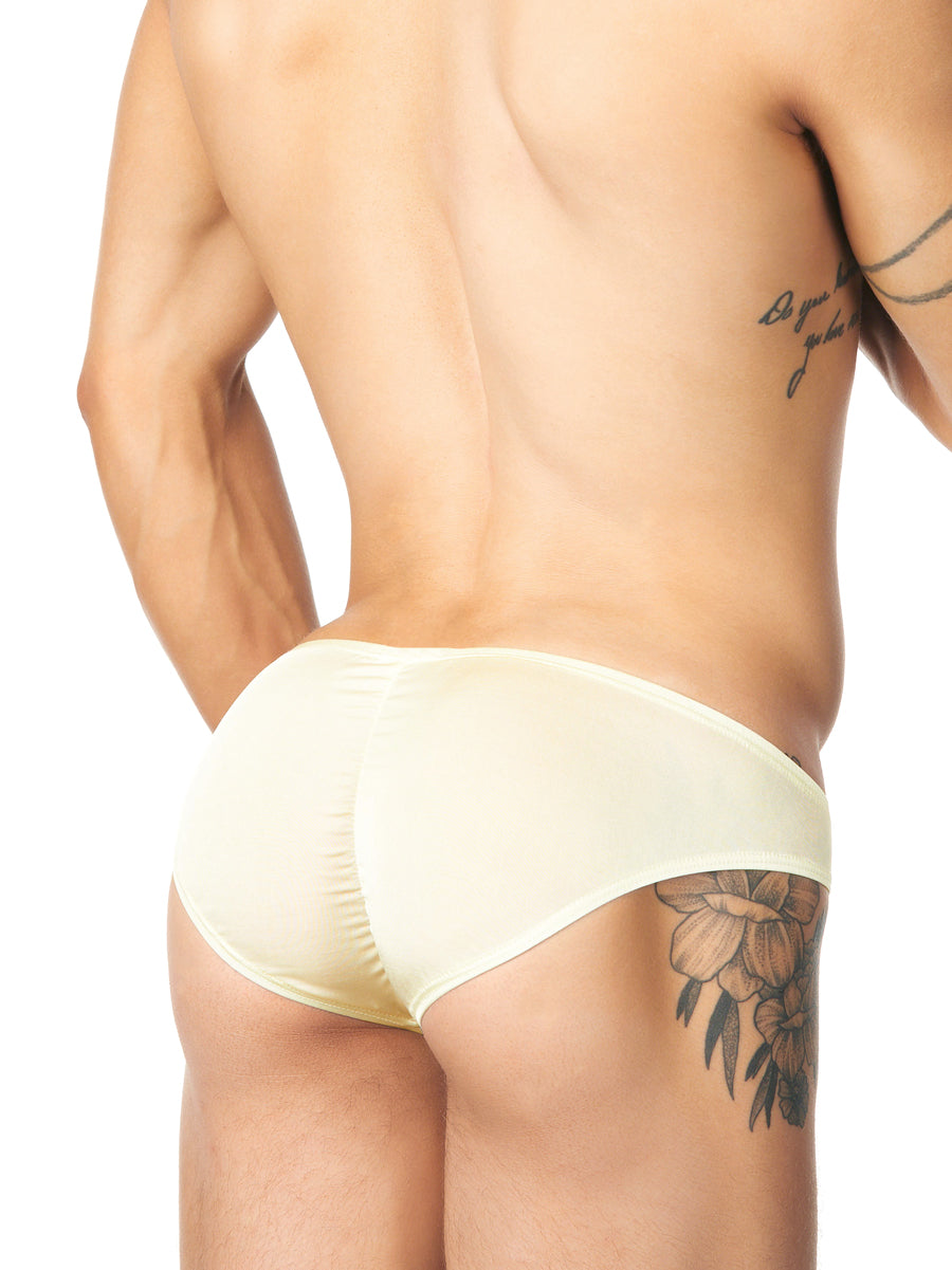 Men's white bikini pouch briefs