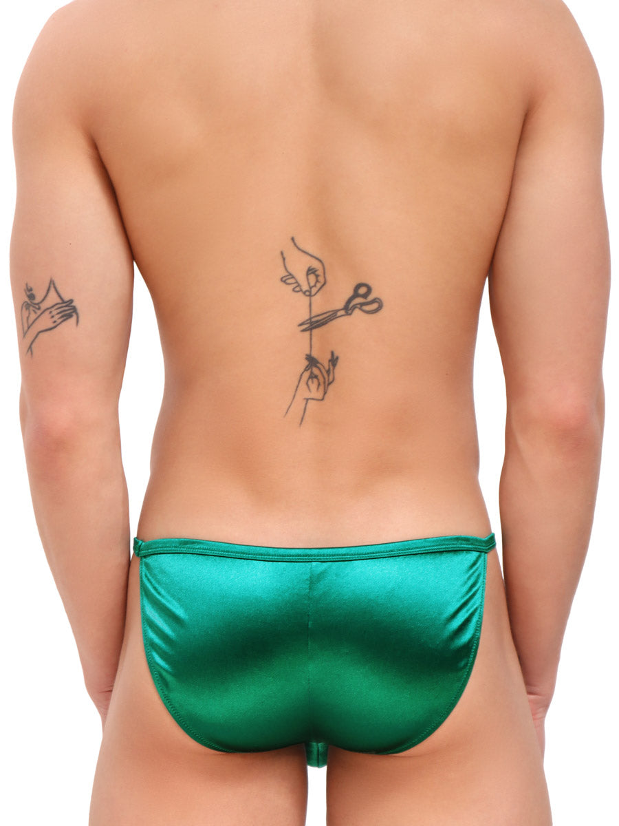 men's green satin g-string tanga - Body Aware