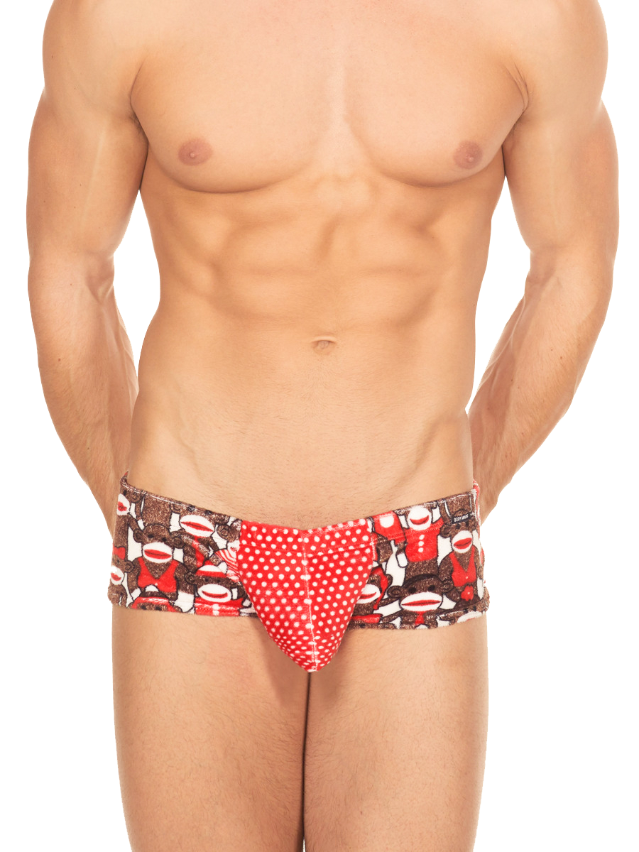 Men's fleece sock monkey pattern boxer shorts