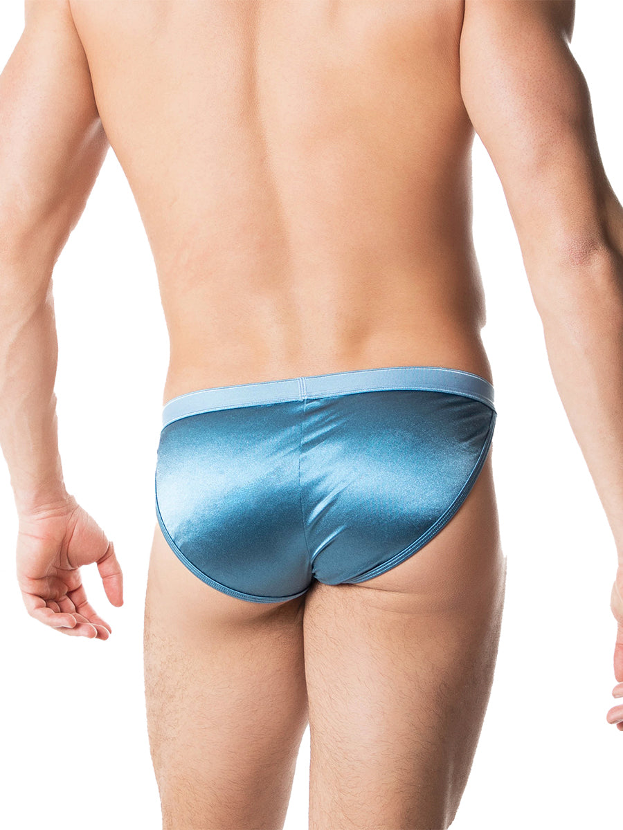 men's blue satin tanga - Body Aware