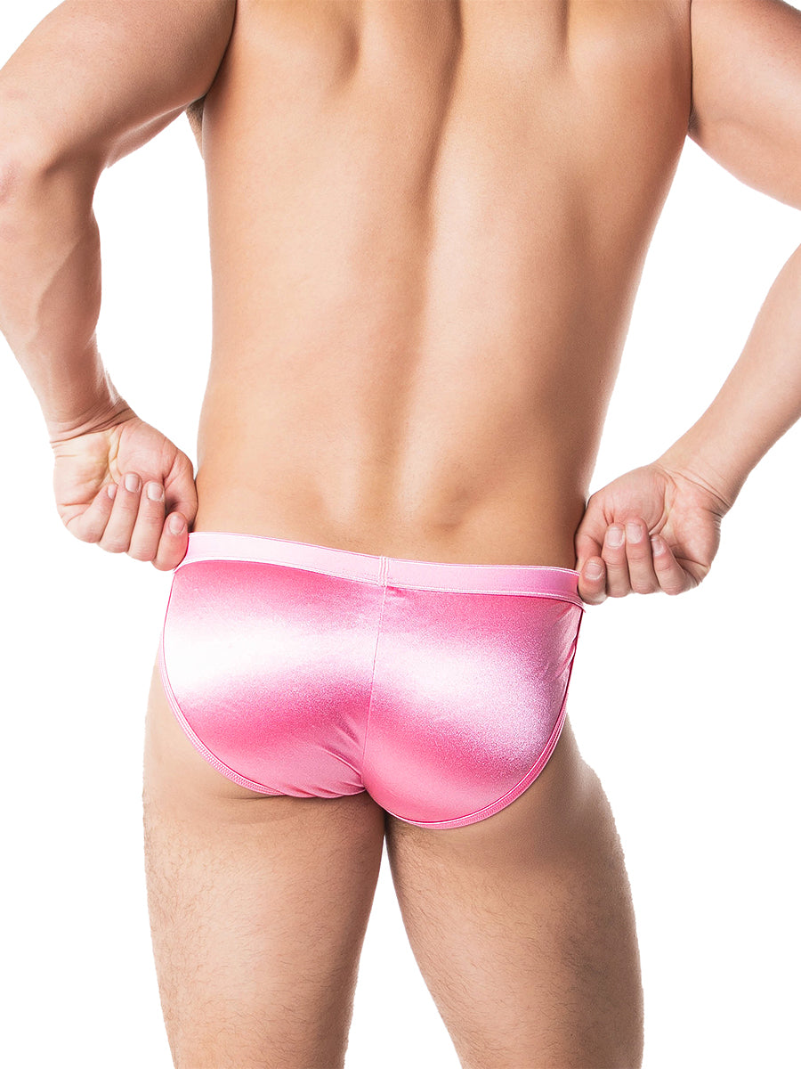 men's pink satin logo tanga - Body Aware