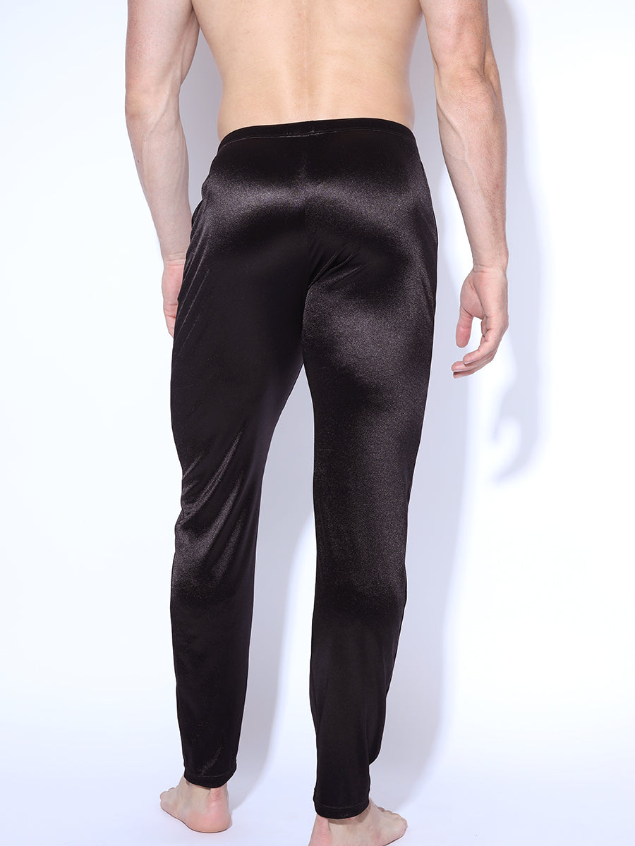 men's black satin sleep pants - Body Aware