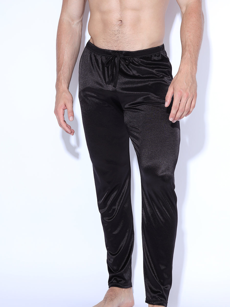 men's black satin sleep pants - Body Aware