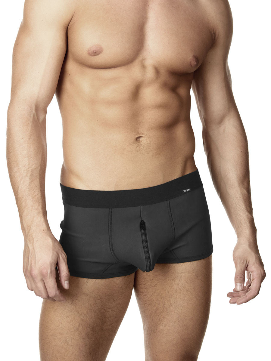 Men's black neoprene boxer shorts