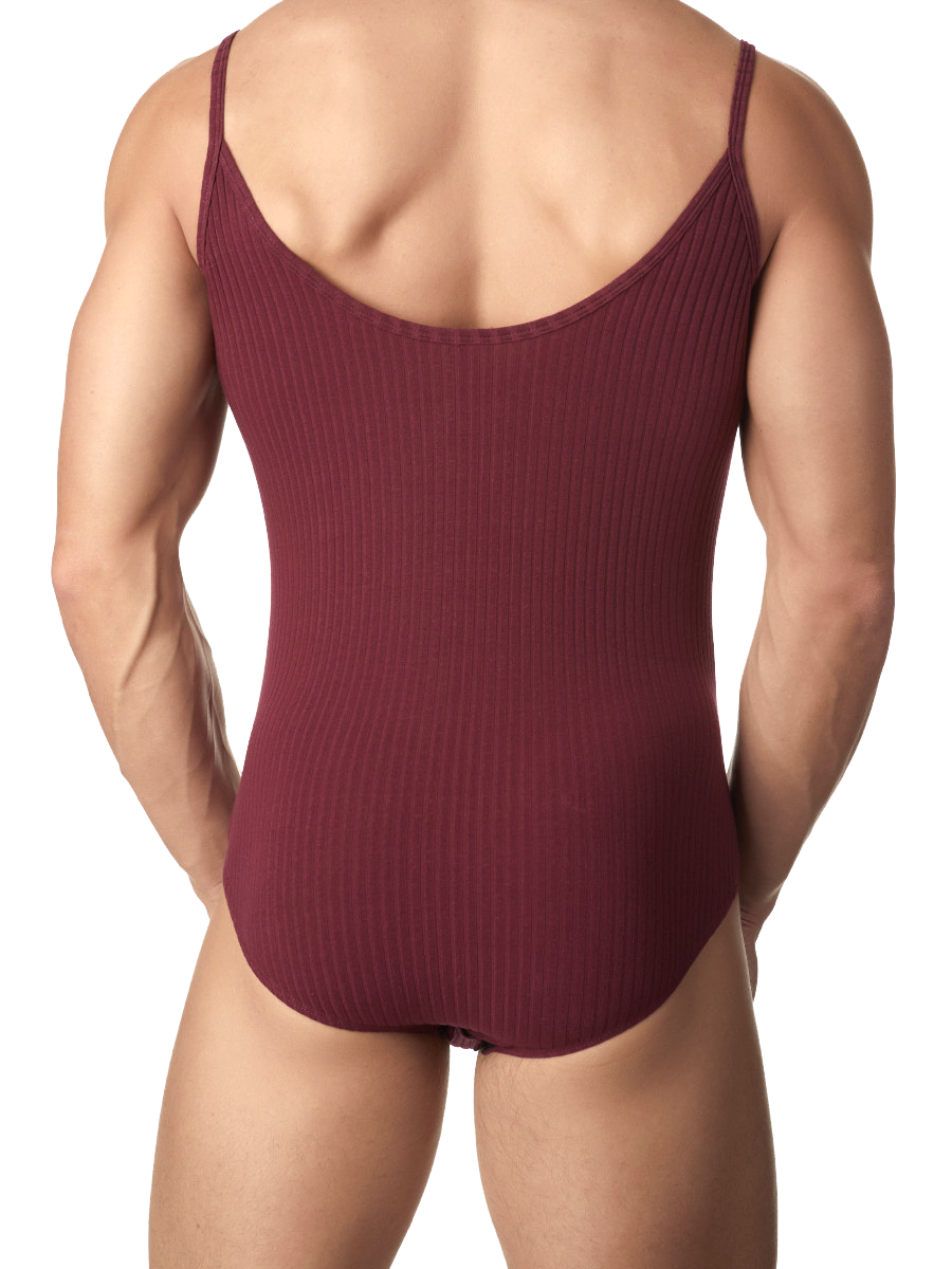 Men's maroon ribbed bodysuit