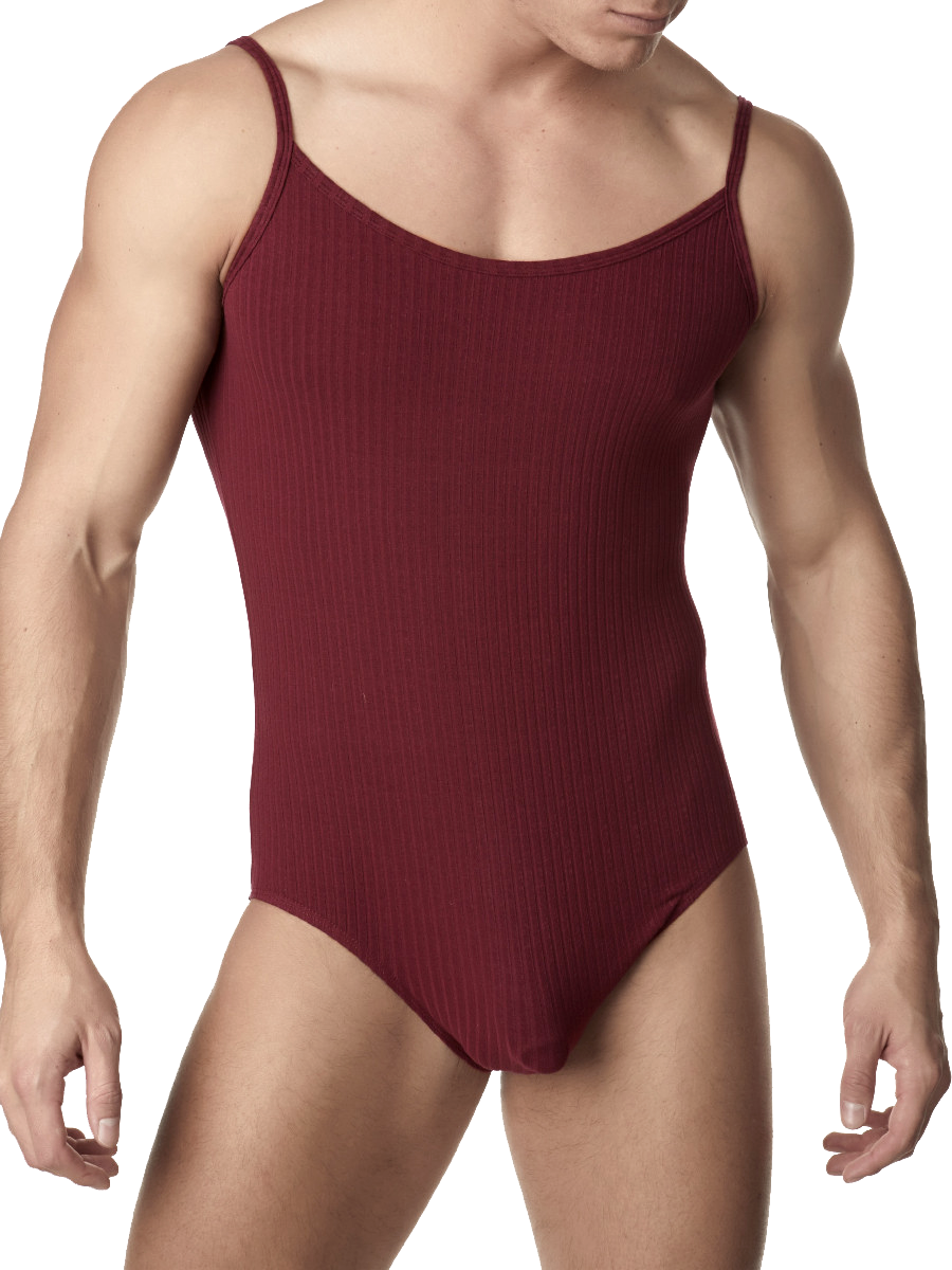 Men's maroon ribbed bodysuit