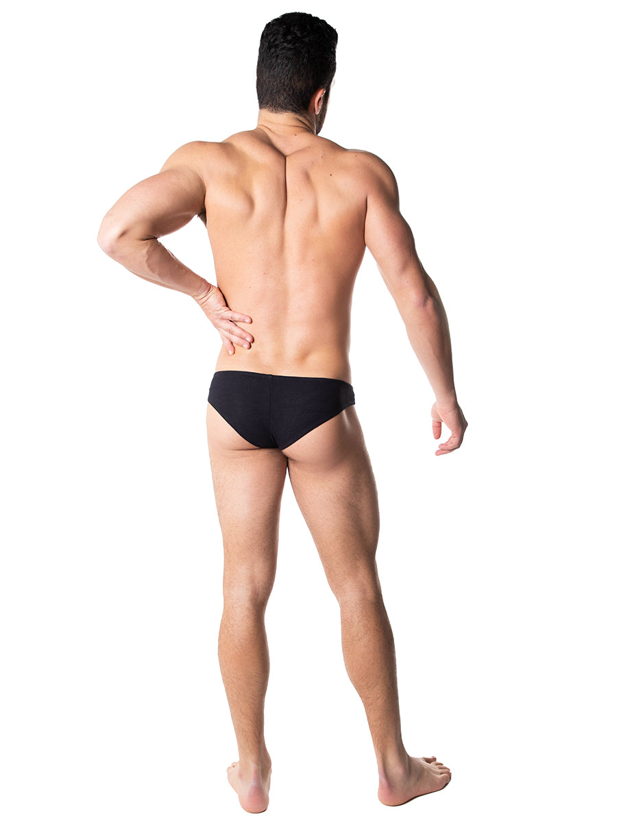 men's black ribbed bikini briefs - Body Aware