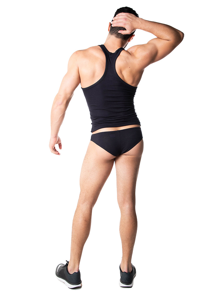 men's black ribbed tank top - Body Aware