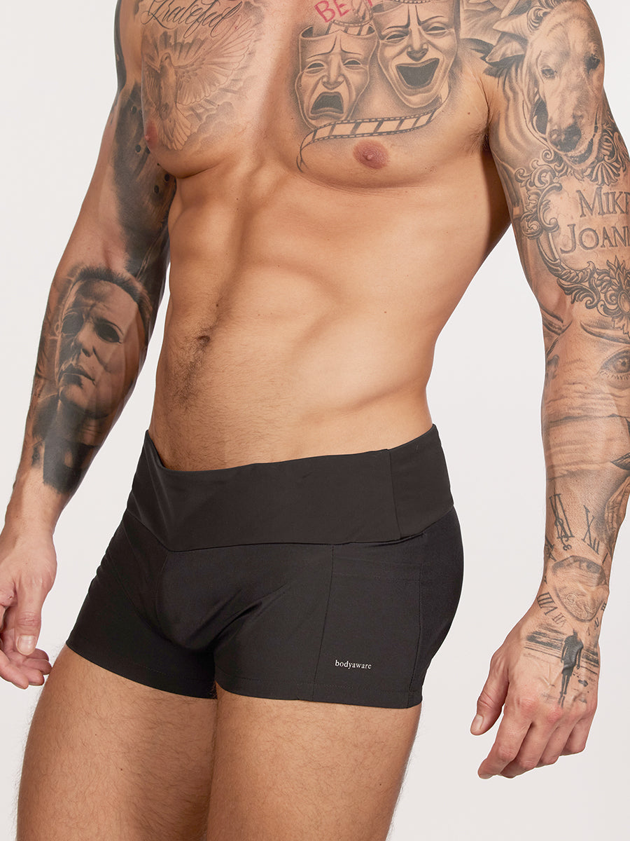 men's black yoga shorts - Body Aware