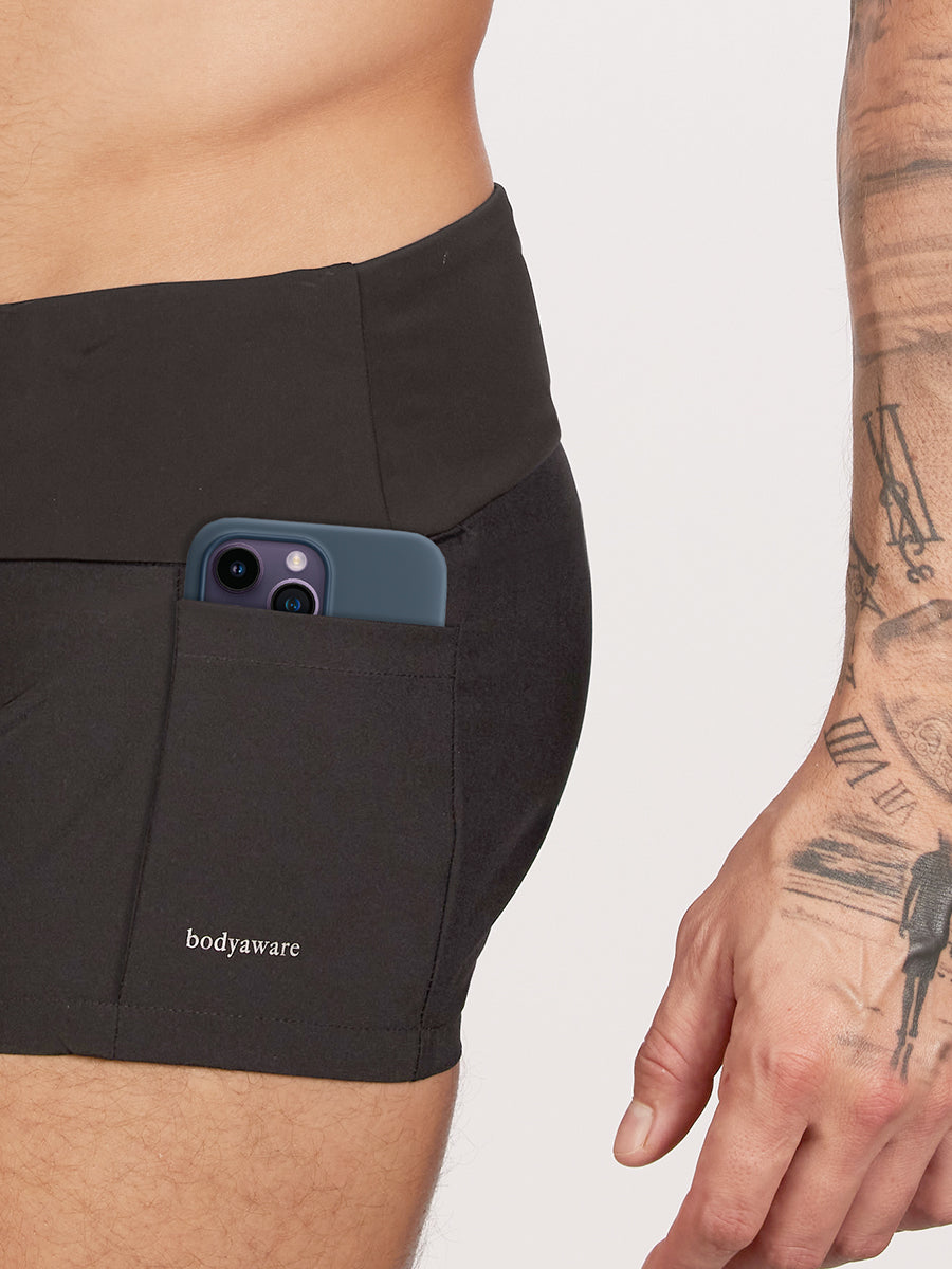 men's black yoga shorts - Body Aware