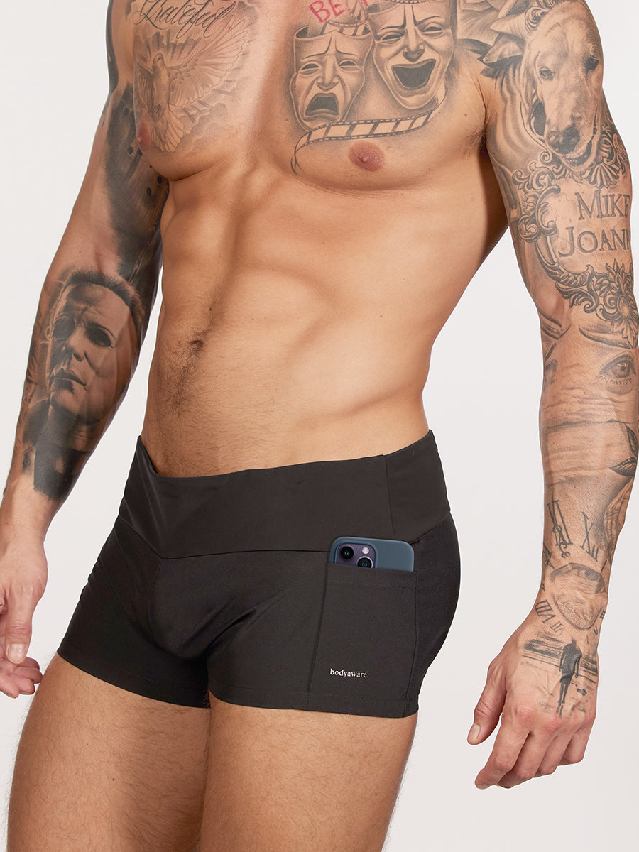 men's black yoga shorts - Body Aware