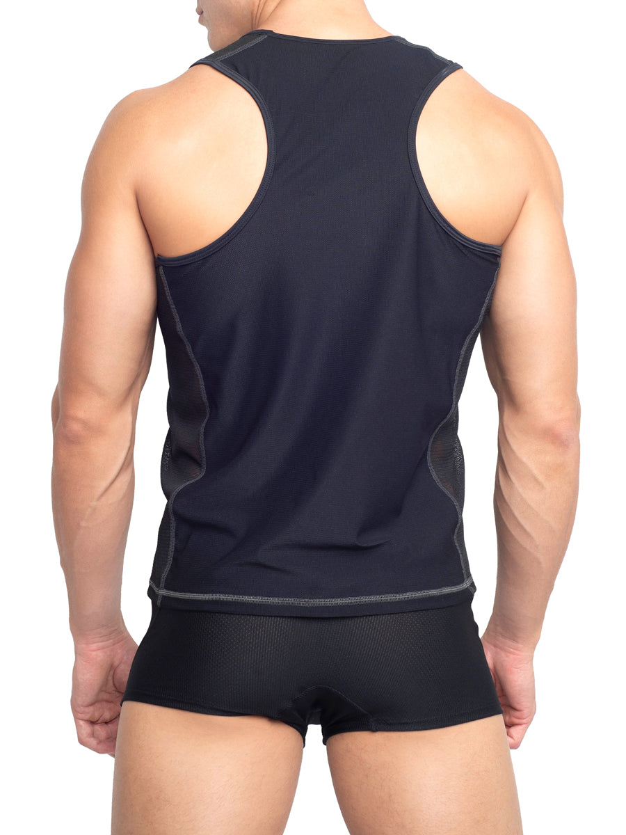 Men's Black Mesh Tank Top