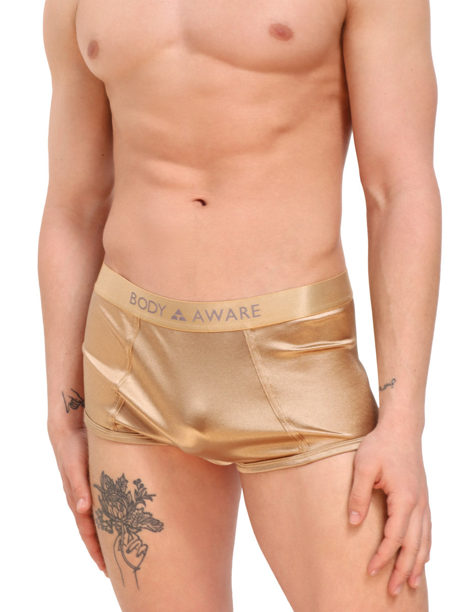 men's gold satin boxer briefs - Body Aware
