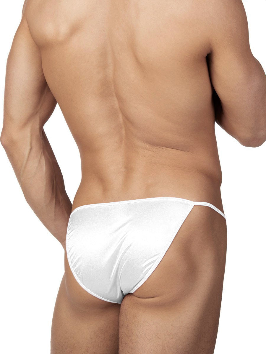 Men's White Satin String Tanga Underwear