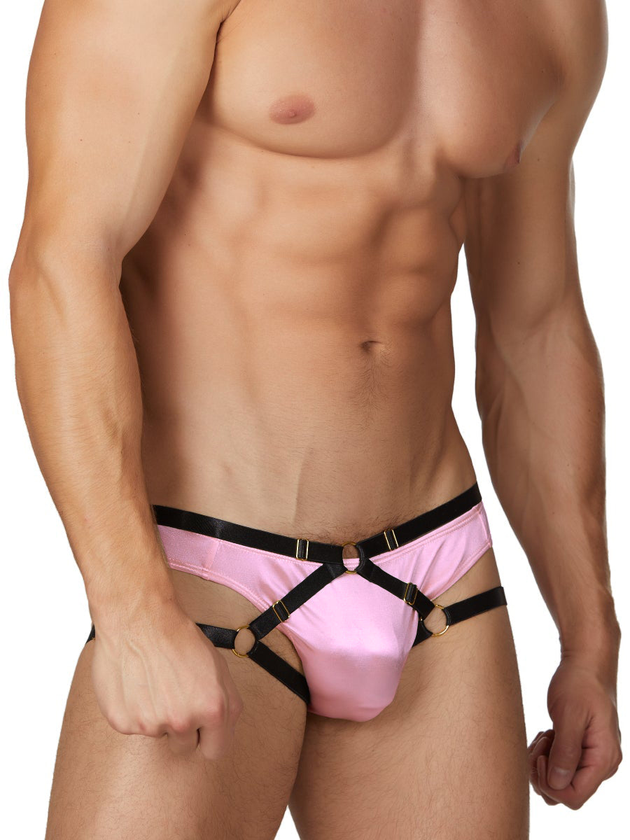 Men's black stretchy elastic erotic harness