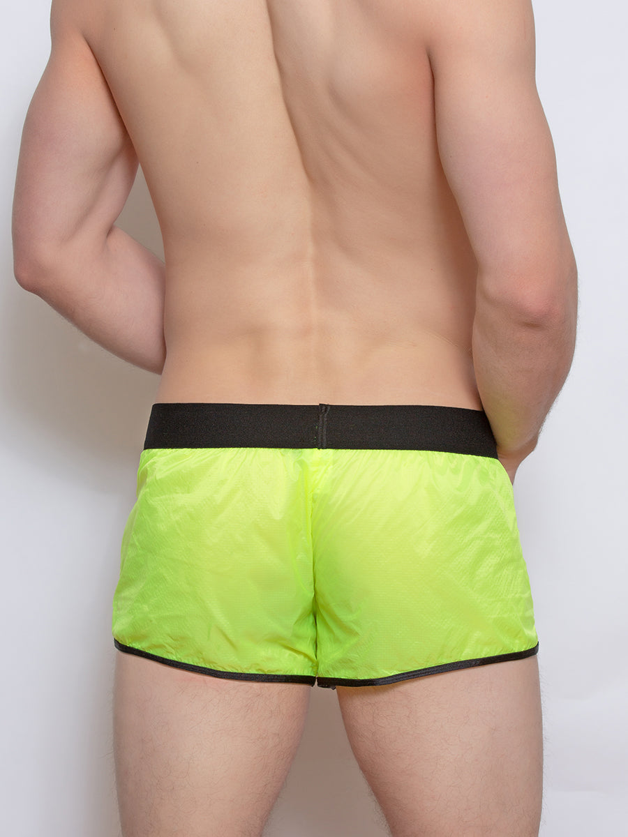 men's yellow nylon shorts
