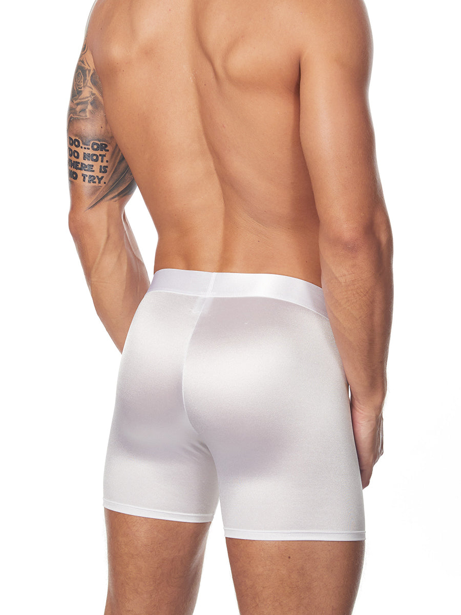 men's white satin boxer briefs