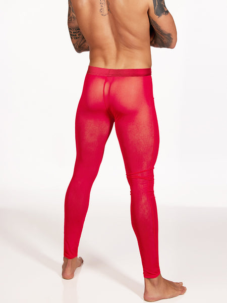 Men's Red Mesh Leggings - See-Thru Leggings For Men - Body Aware