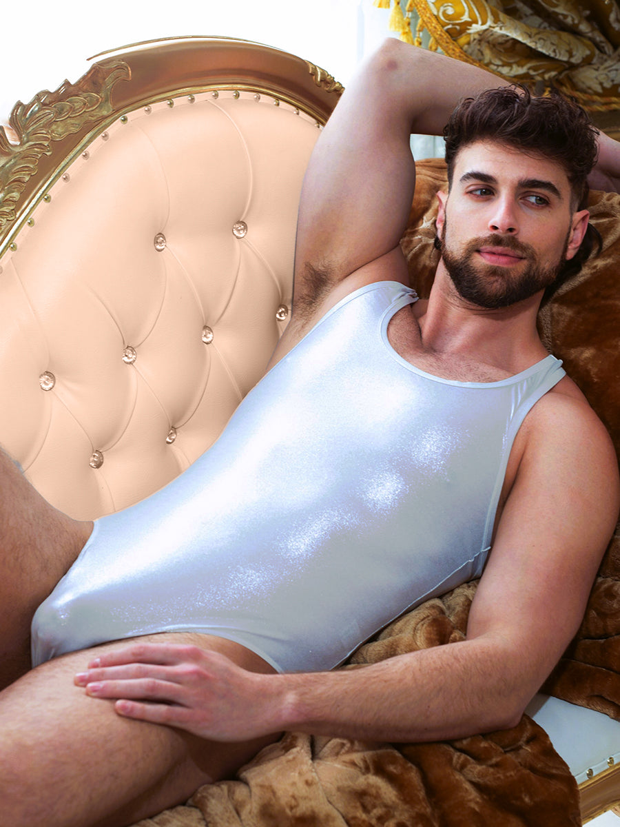 men's silver metallic body suit - Body Aware