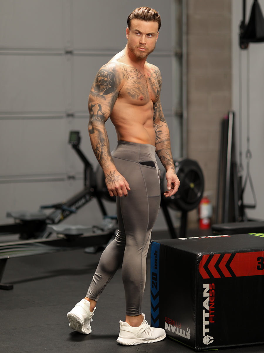 men's grey sports leggings - Body Aware