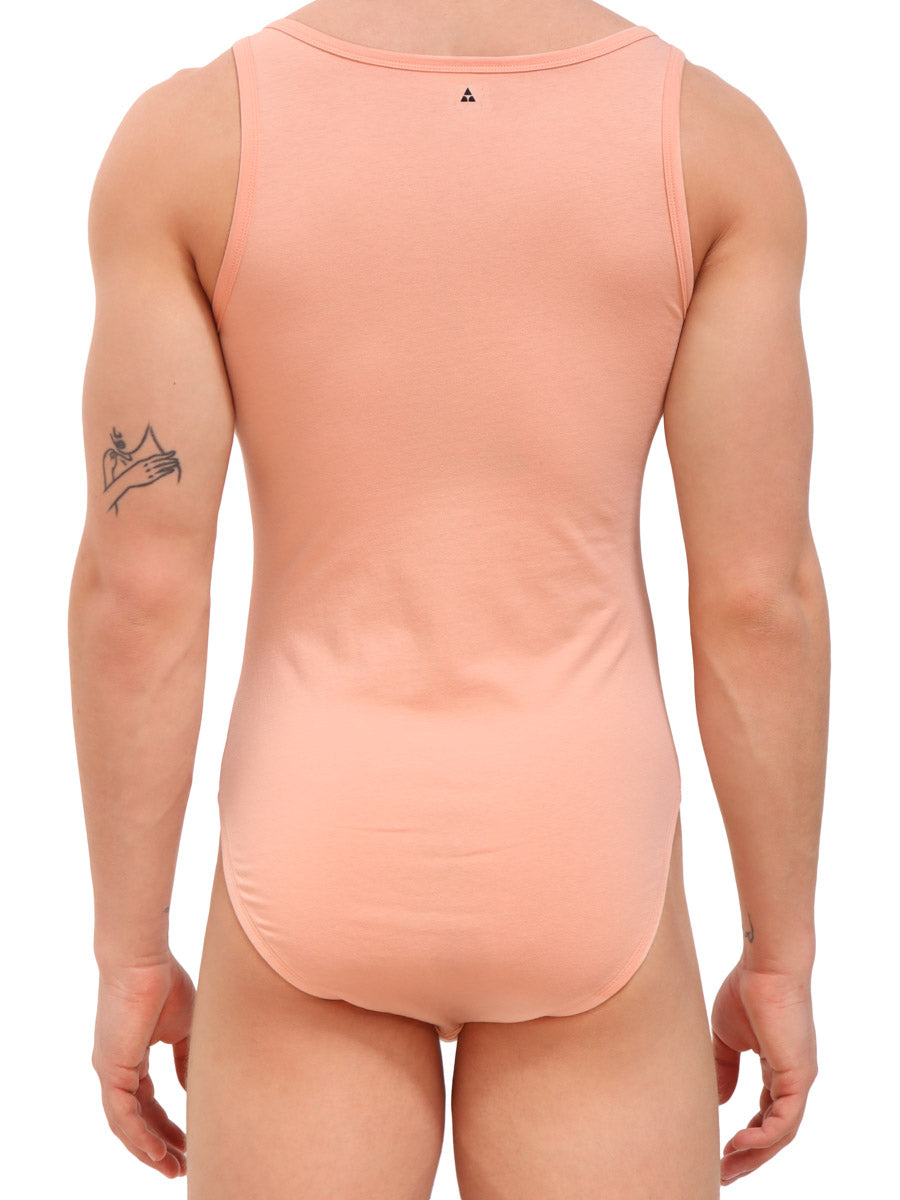 men's pink organic cotton fullback bodysuit - Body Aware
