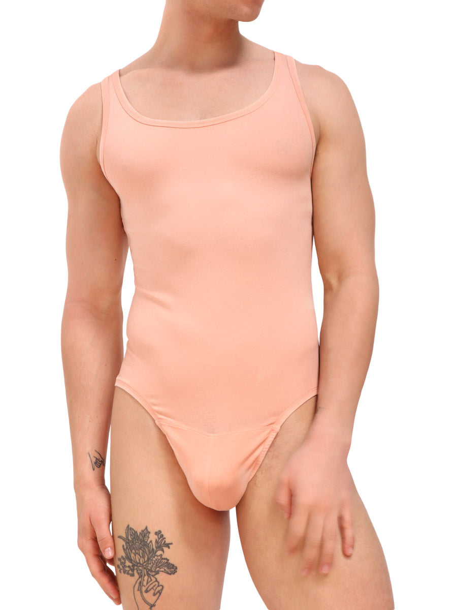 Men's Pink Organic Cotton Full Back Bodysuit - Body Aware
