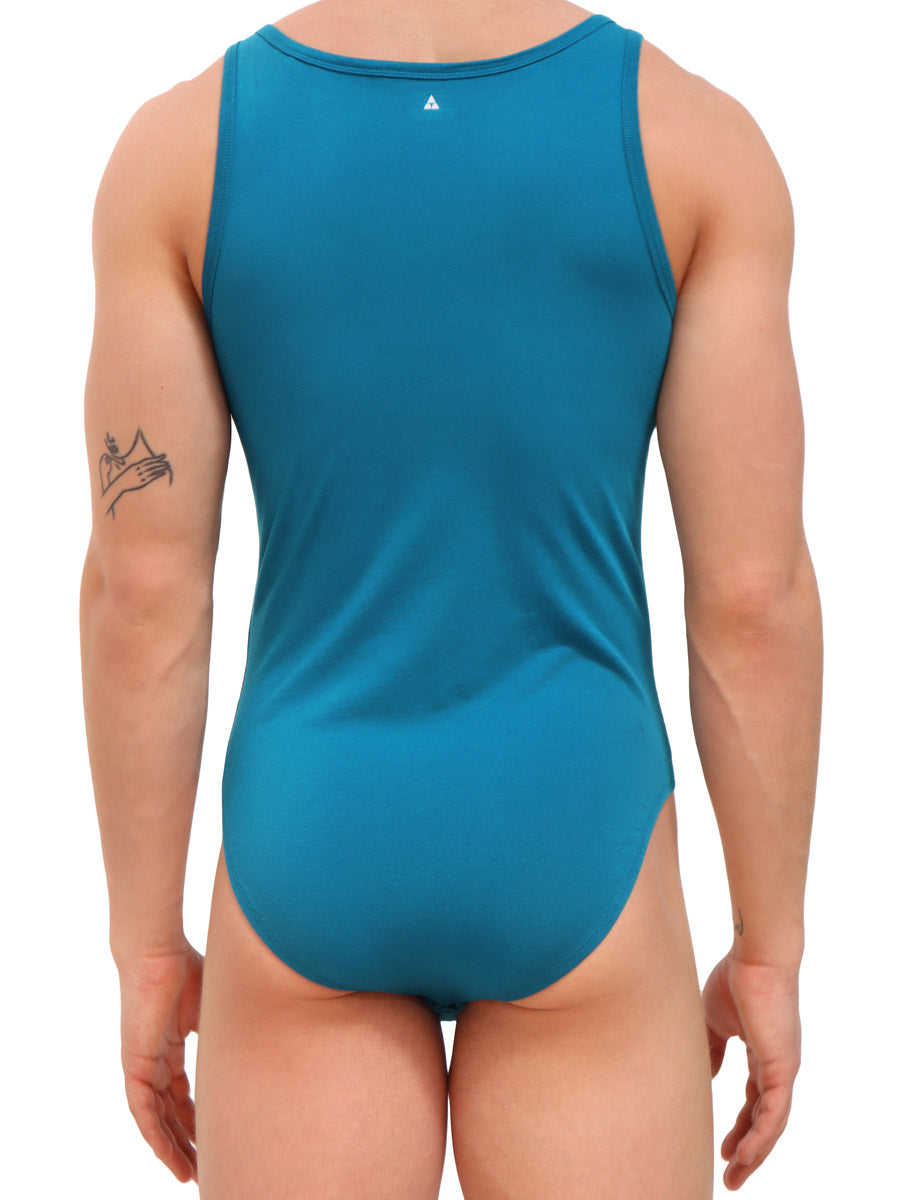 men's blue organic cotton fullback bodysuit - Body Aware