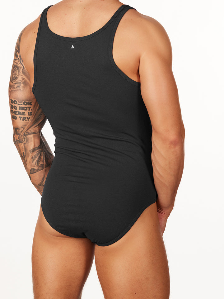 men's black organic cotton bodysuit - Body Aware