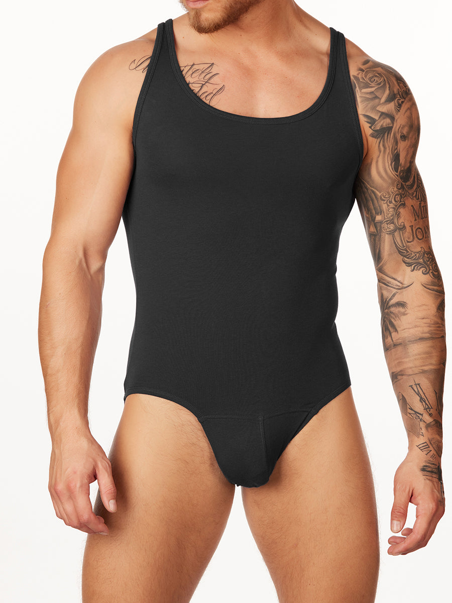 Men's Black Organic Cotton Bodysuit- Bodysuits For Men - Body Aware