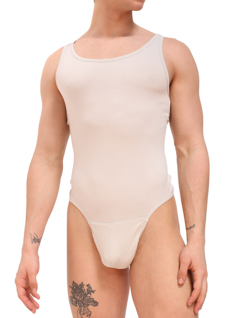 men's grey organic cotton thong bodysuit - Body Aware