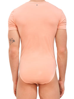 men's pink cotton short sleeve bodysuit - Body Aware