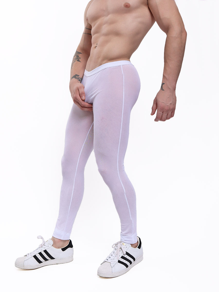 Men's White Mesh See-Through Leggings - Erotic Underwear - Body Aware