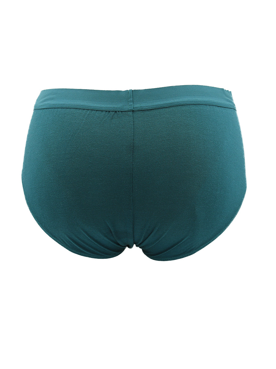 Back view of teal green Body Aware men's briefs on a white background.