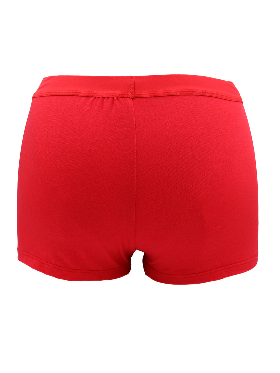 Rear view of Red Body Aware men's boxer briefs on a white background.