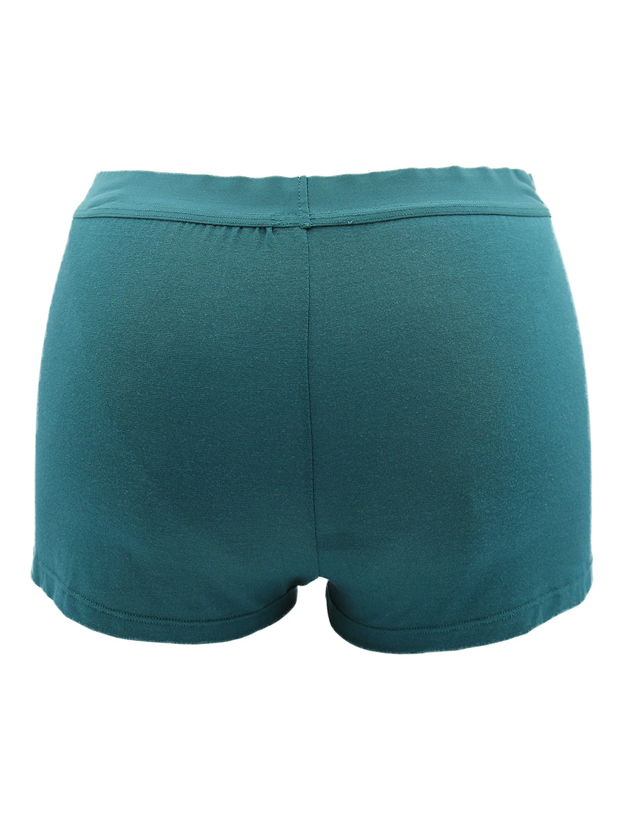 Rear view of teal green Body Aware men's boxer briefs on a white background.