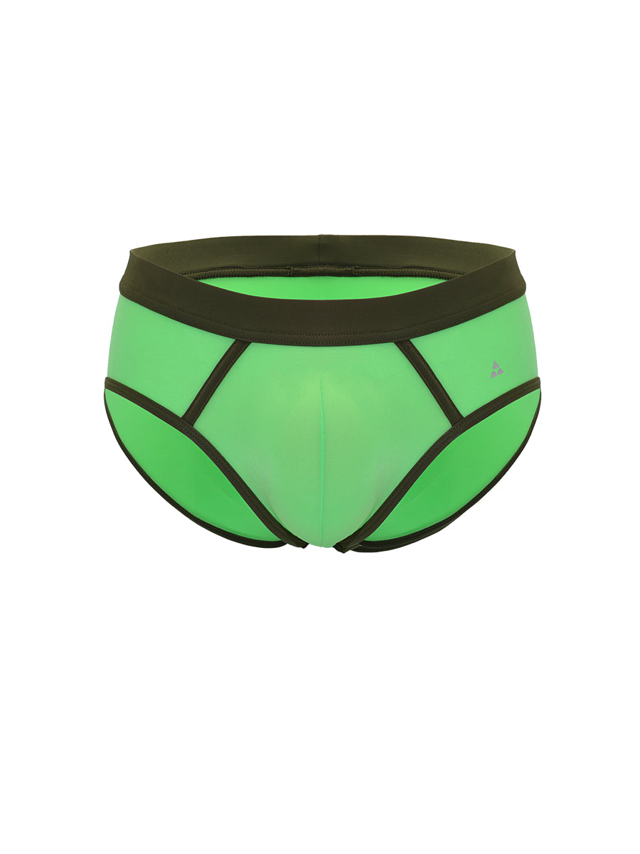 Lime green men's underwear with Body Aware logo on a white background.
