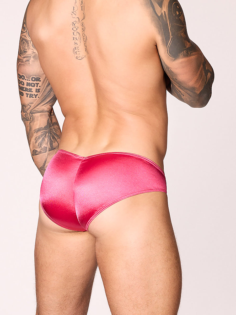 men's pink satin bikini briefs - Body Aware