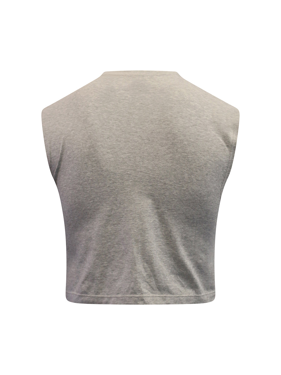 Grey sleeveless top on a white background