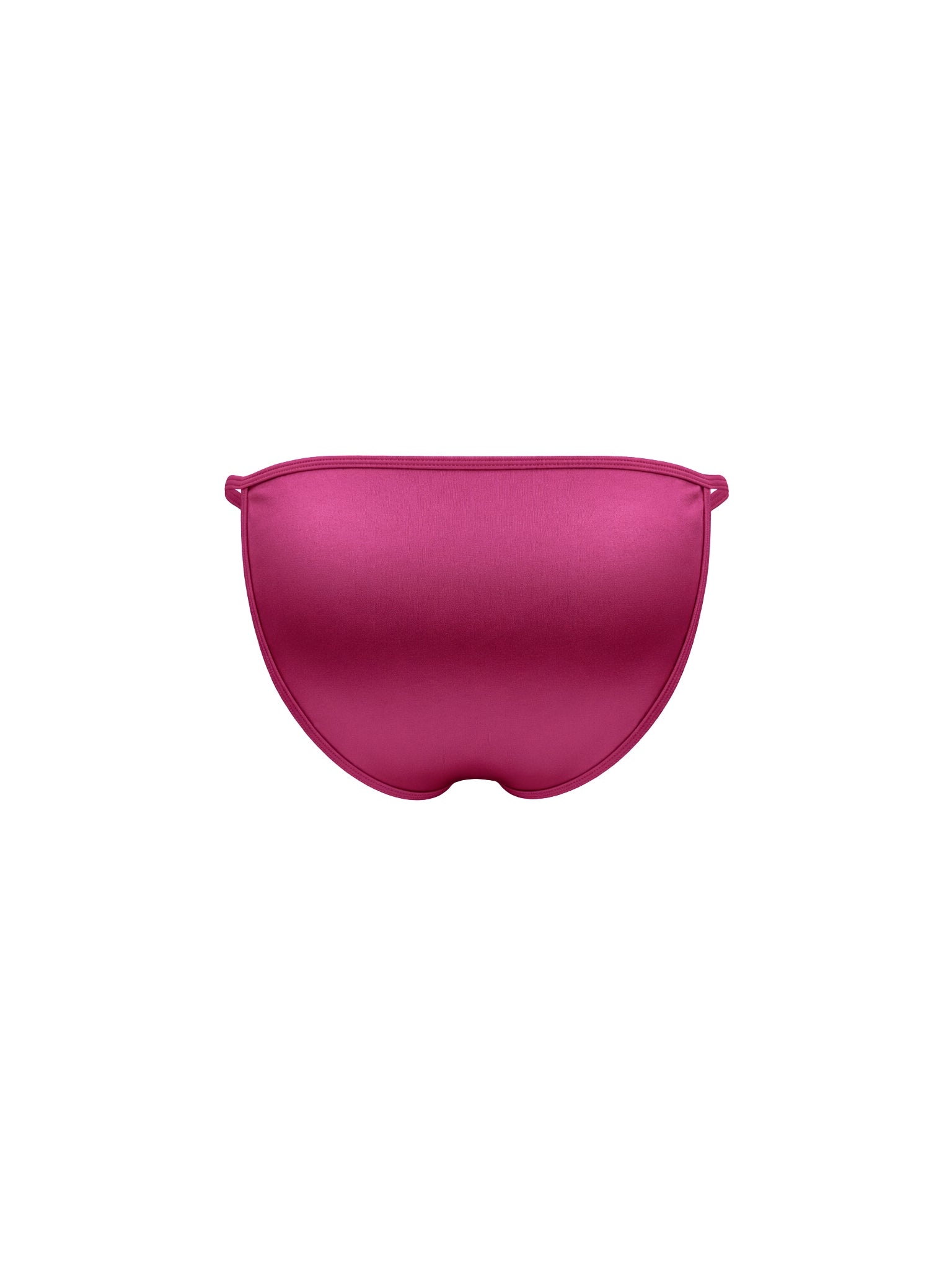 A bright pink satin bikini brief shown flat against a solid white background.