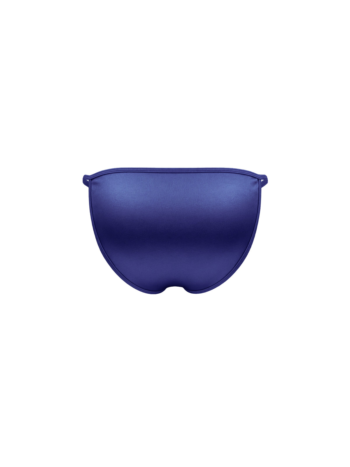 Rear view of a navy blue satin brief, shown against a plain white background.