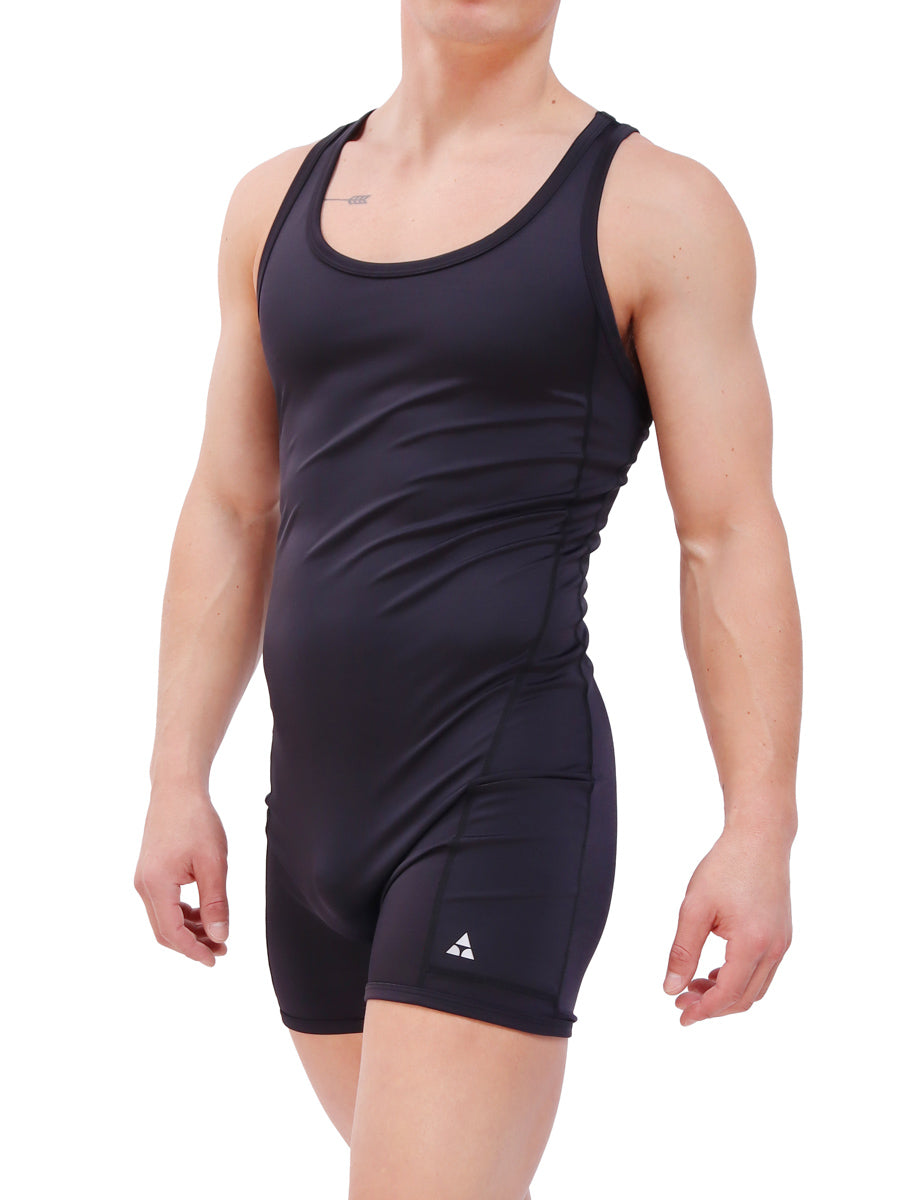 men's black athletic bodysuit - Body Aware