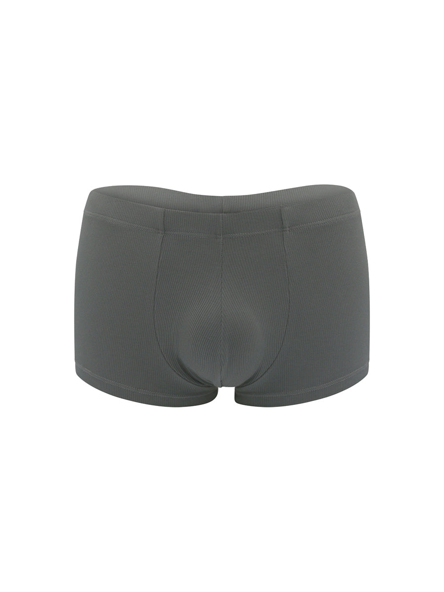 Grey boxer briefs on a white background