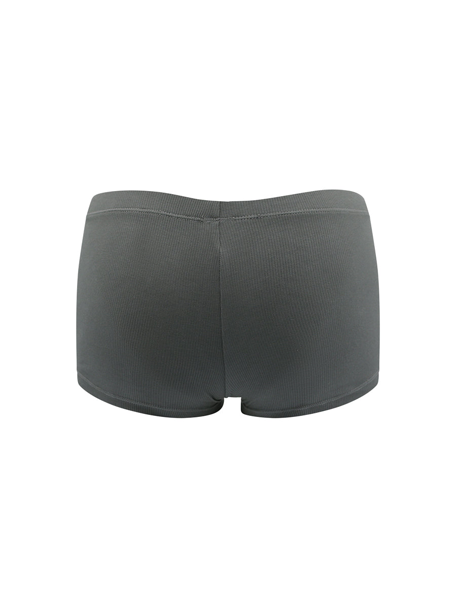 Rear view of grey boxer briefs on a white background.