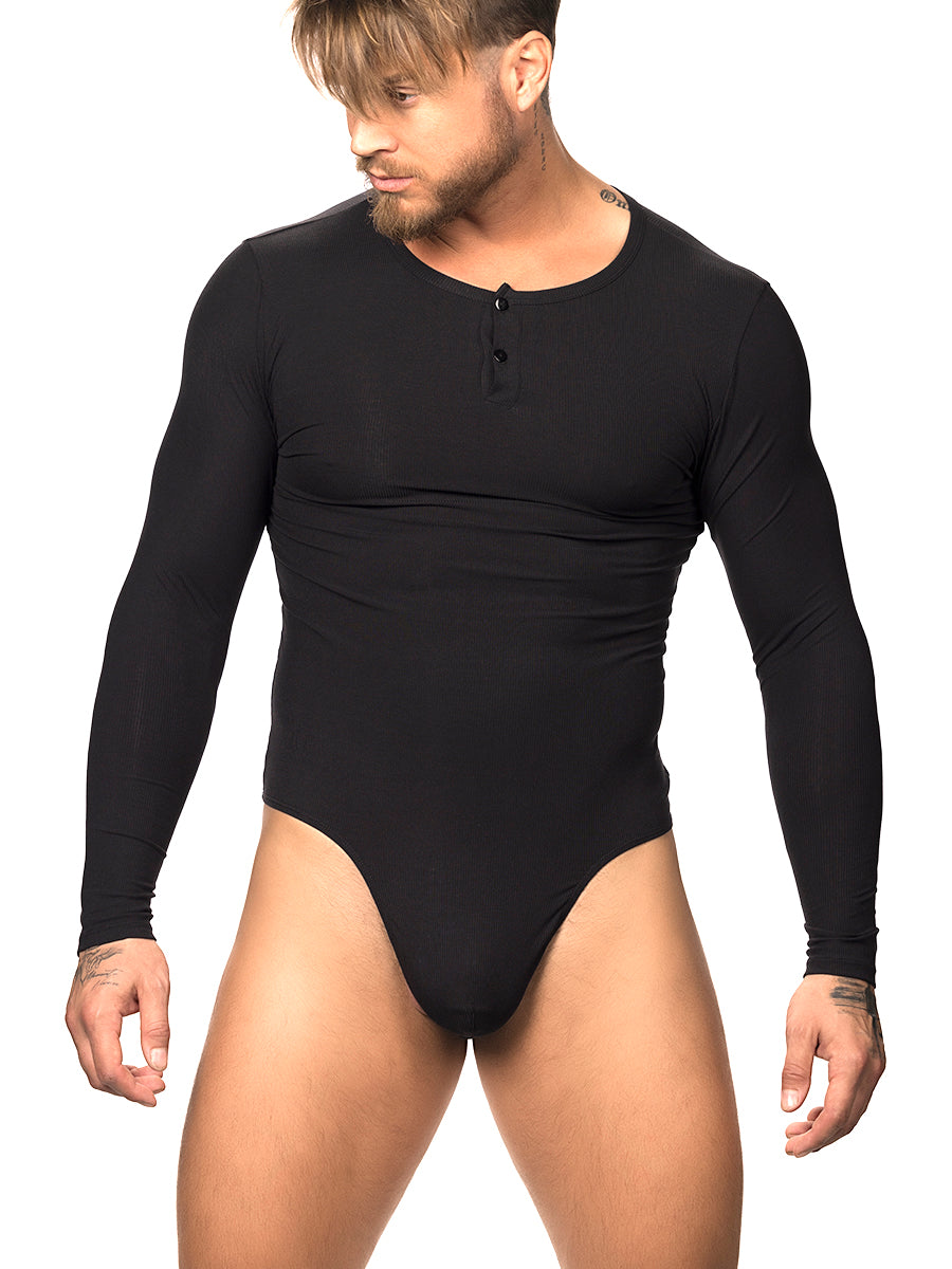 Everyday Ribbed Long-sleeve Thong Bodysuit