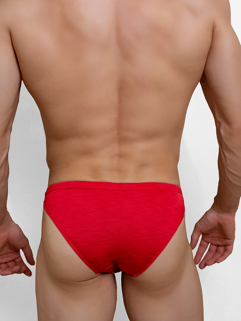 men's red bikini-cut swim brief - Body Aware