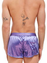 Men's Purple Satin Track Short - Satin Sportswear For Men - Body Aware